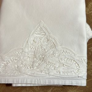 Battenburg white queen size pillowcases